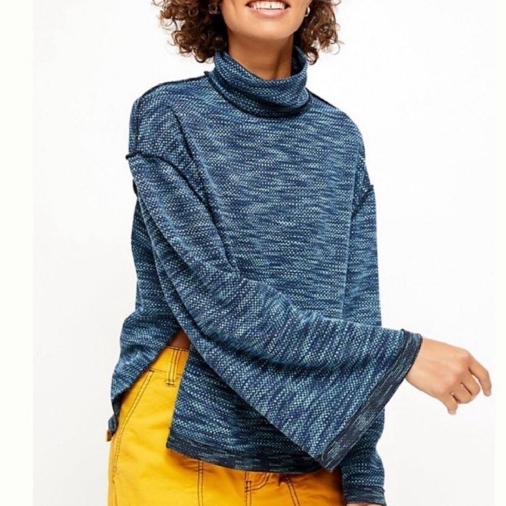 Free People Sunny Days Knit Oversized Turtleneck Sweater